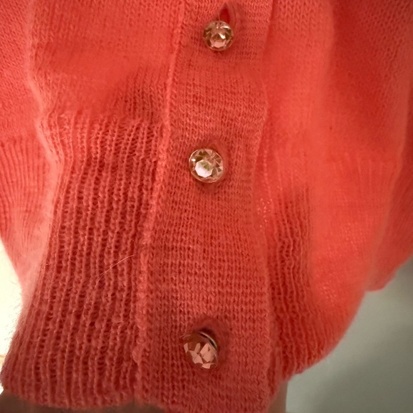 J.Crew Coral Alpaca Merino Wool Jeweled Button Cardigan Sweater XS - Picture 5 of 6